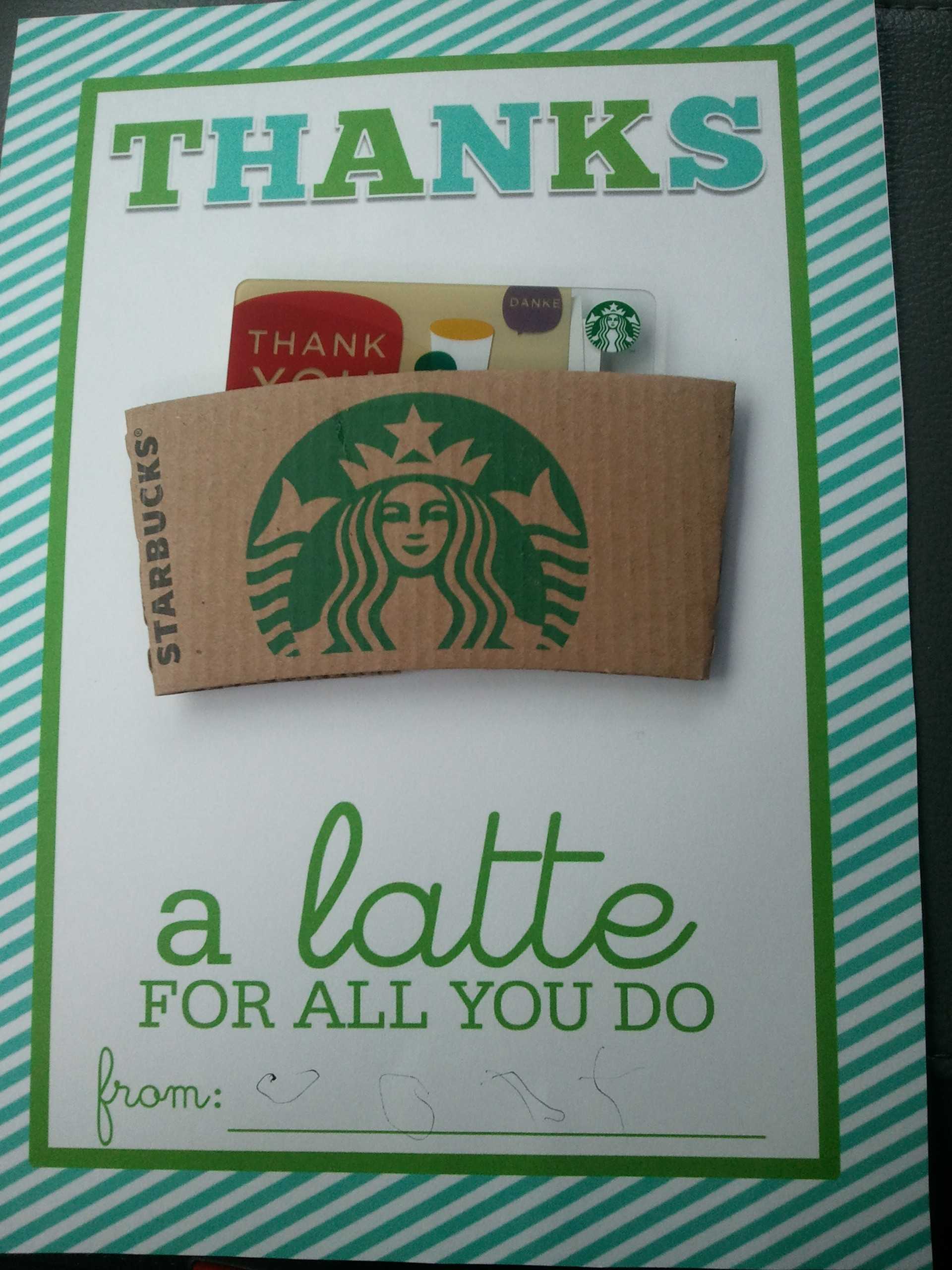 Thanks A Latte Teacher Gift – Easy Craft Ideas With Thanks A Latte Card Template