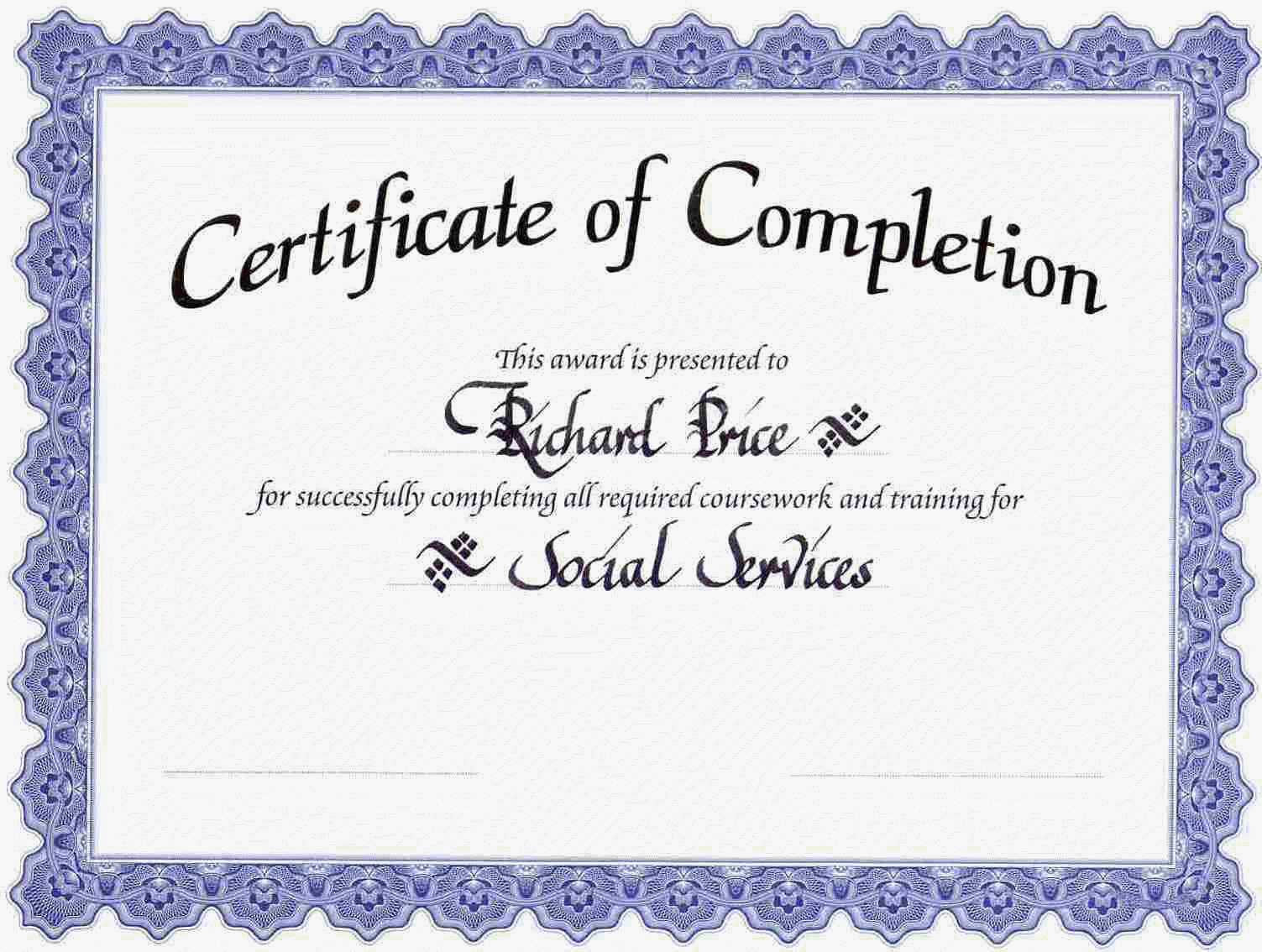 The Best Printable Certificate Of Completion | Katrina Blog Pertaining To Certificate Of Completion Template Free Printable