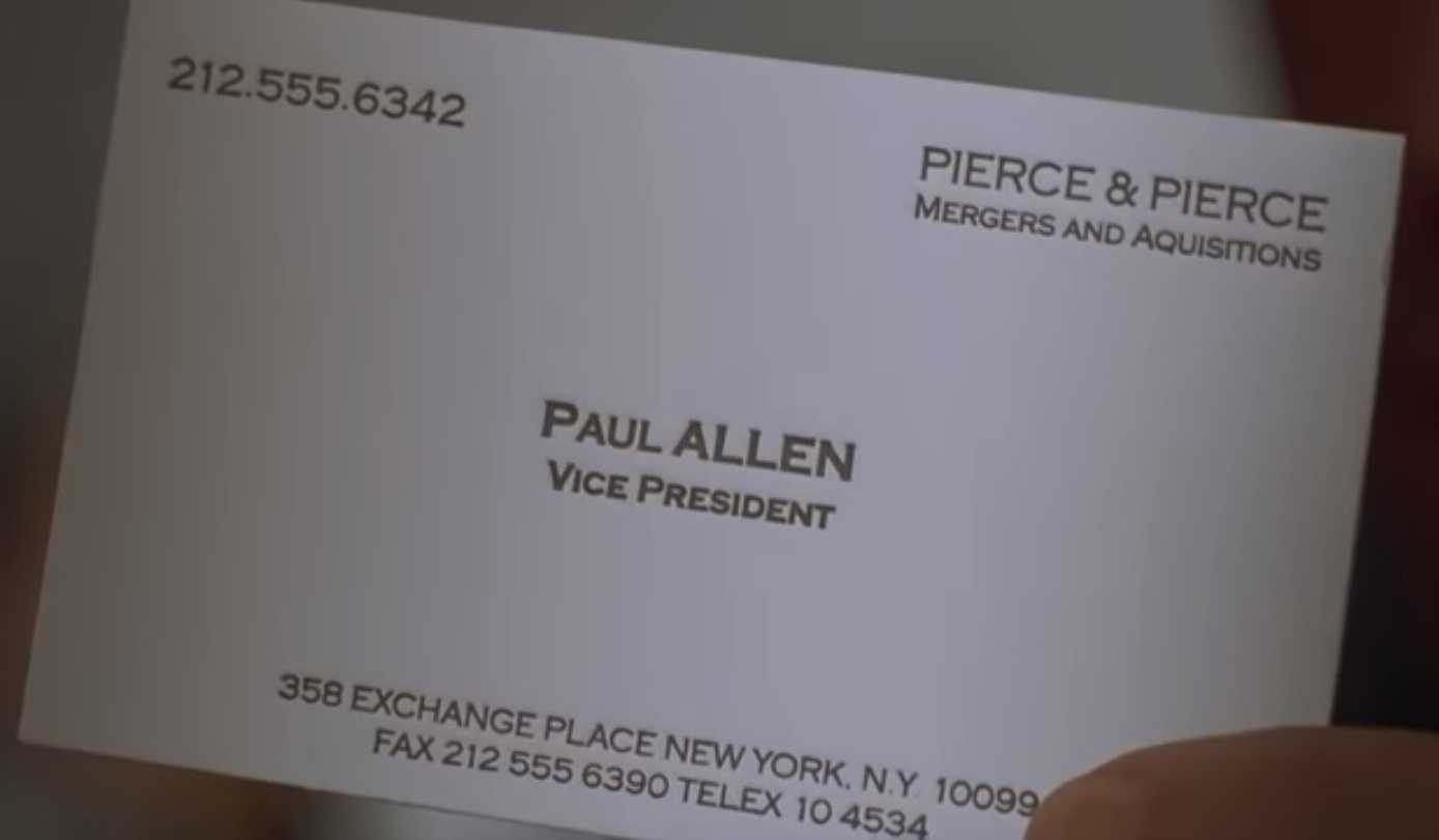 The Business Cards Of American Psycho | Hoban Cards For Paul Allen Business Card Template