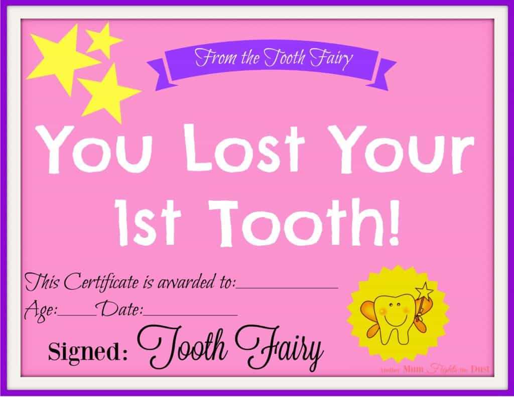 Tooth Fairy Certificate Printable Girl That Are Old Regarding Free Tooth Fairy Certificate Template