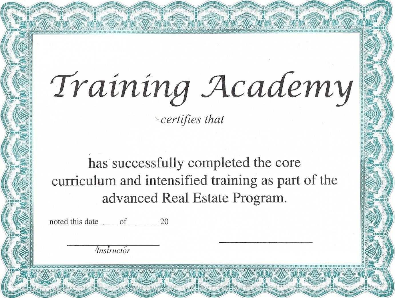 Training Certificate Template – Certificate Templates For Template For Training Certificate