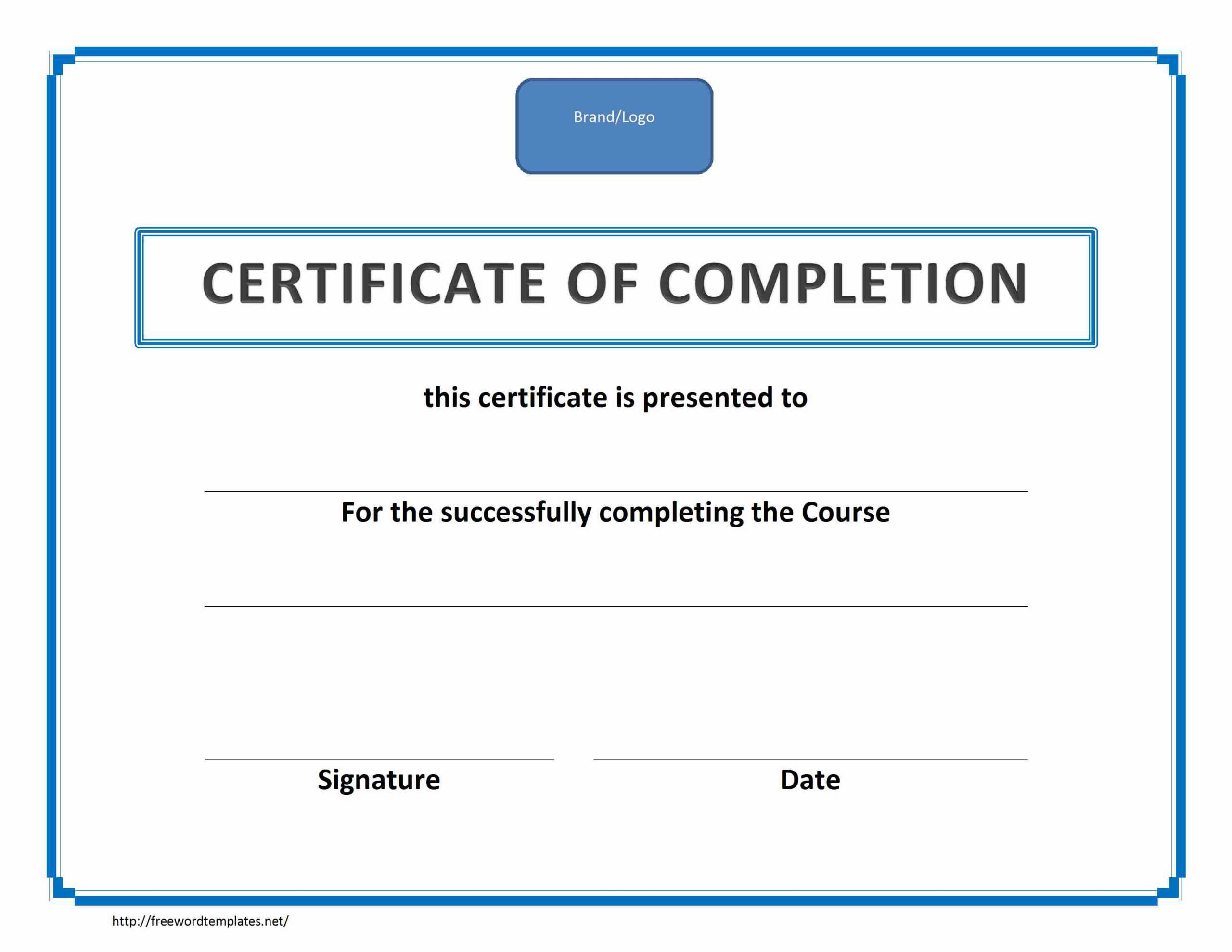 Training Certificate Template Pdf | Blank Certificates Pertaining To Training Certificate Template Word Format