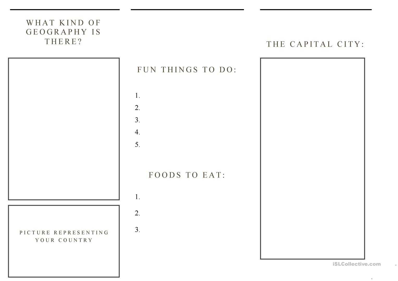 Travel Brochure Template And Example Brochure - English Esl intended for Travel Brochure Template For Students