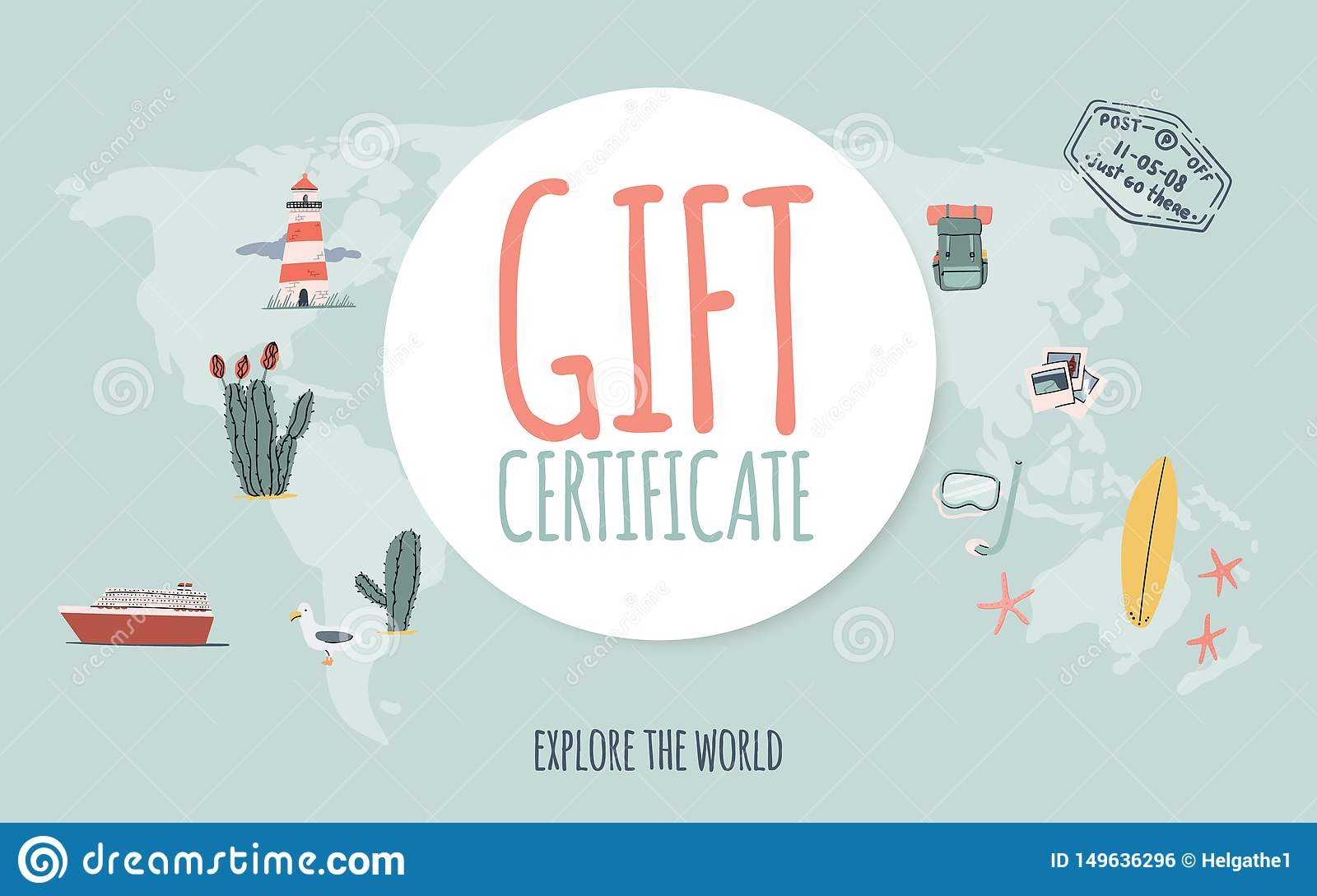 Travel Gift Certificate. Hand Drawn Doodle Style. Explore With Regard To Free Travel Gift Certificate Template