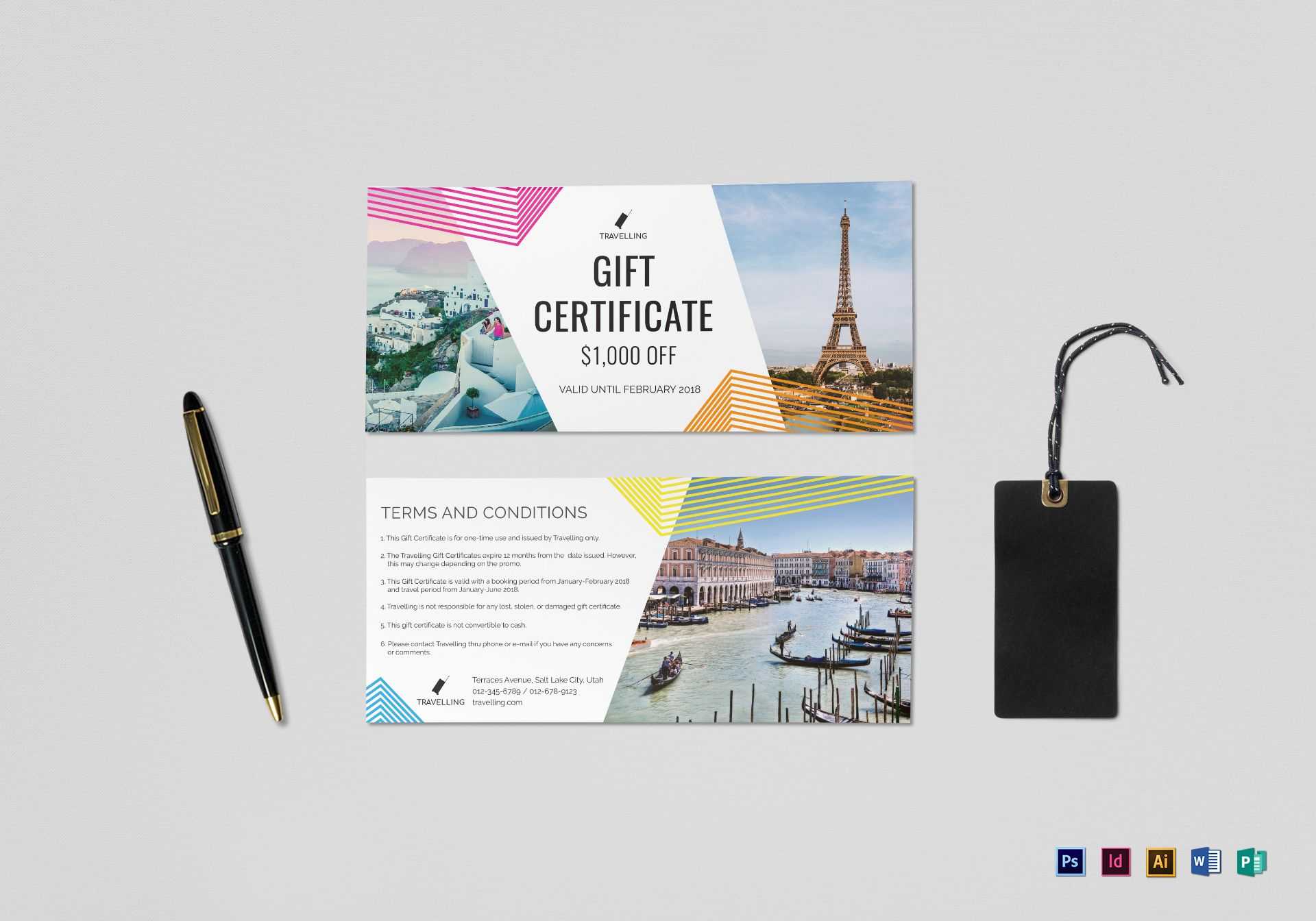 Travel Gift Certificate Template For Indesign Gift Certificate Template