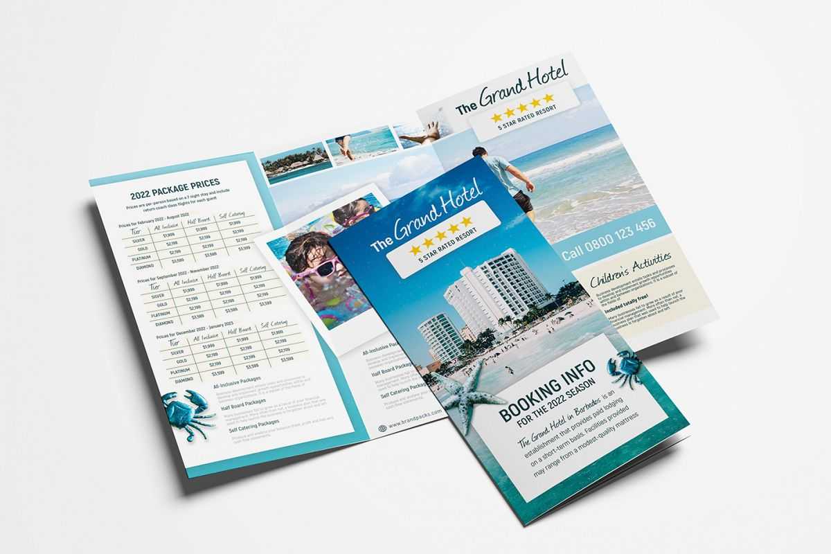 Travel Hotel Tri Fold Brochure Template In Hotel Brochure Design Templates