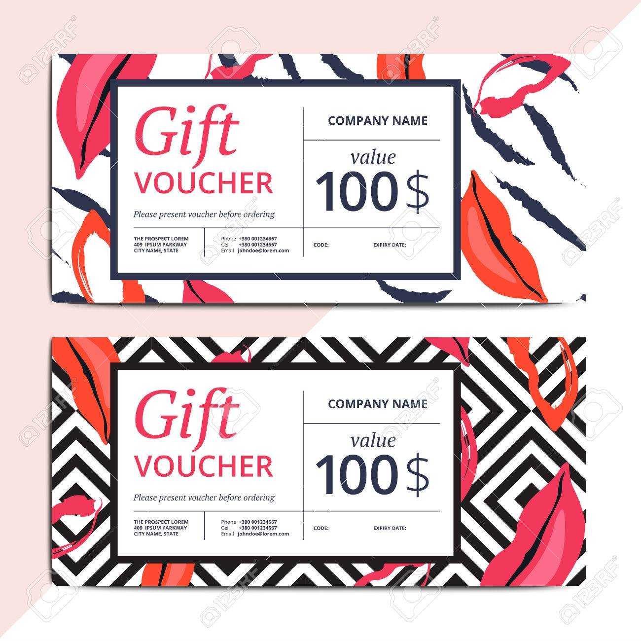 Trendy Abstract Gift Voucher Card Templates. Modern Luxury Discount.. Throughout Present Certificate Templates