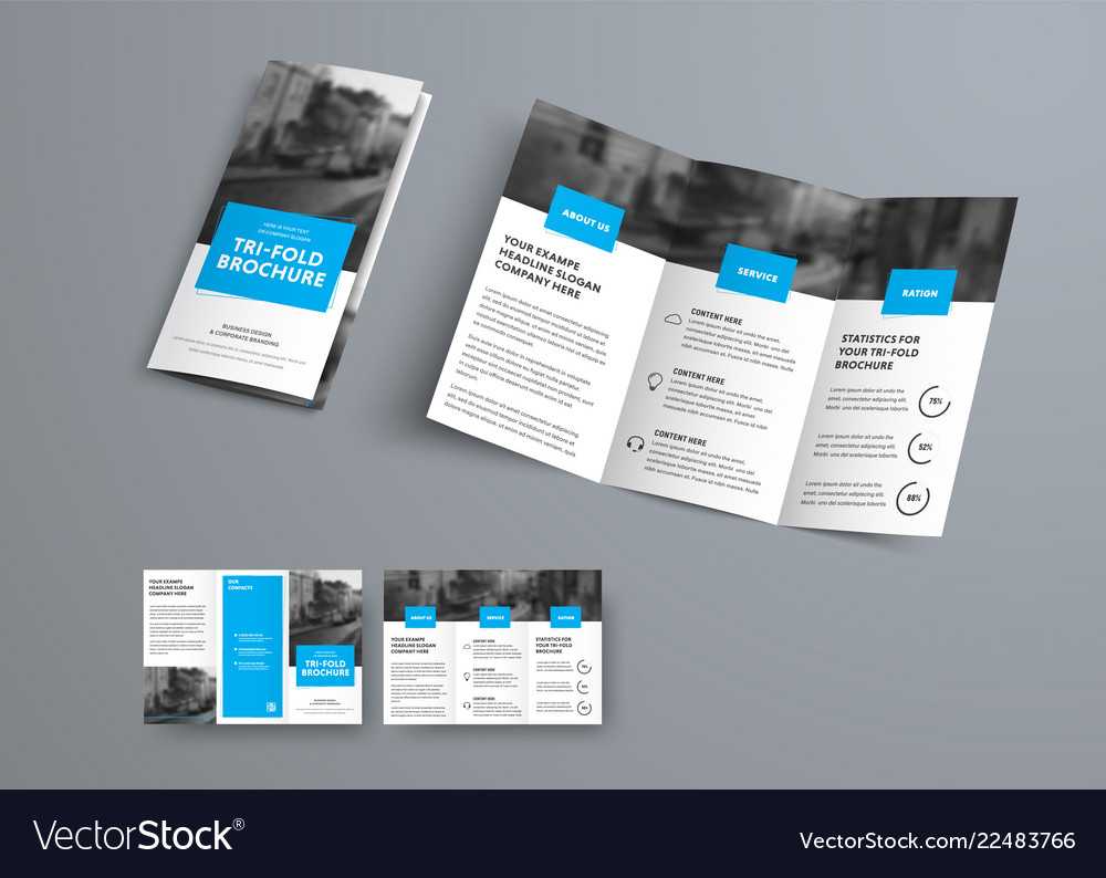 Tri Fold Brochure Template With Blue Rectangular Pertaining To Three Panel Brochure Template