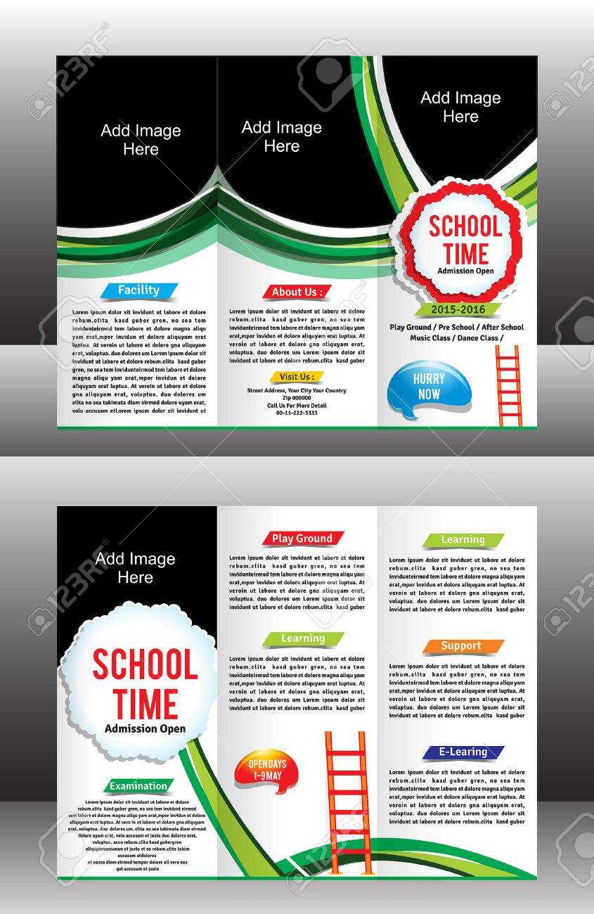 Tri Fold School Brochure Template Vector Illustration Intended For Tri Fold School Brochure Template