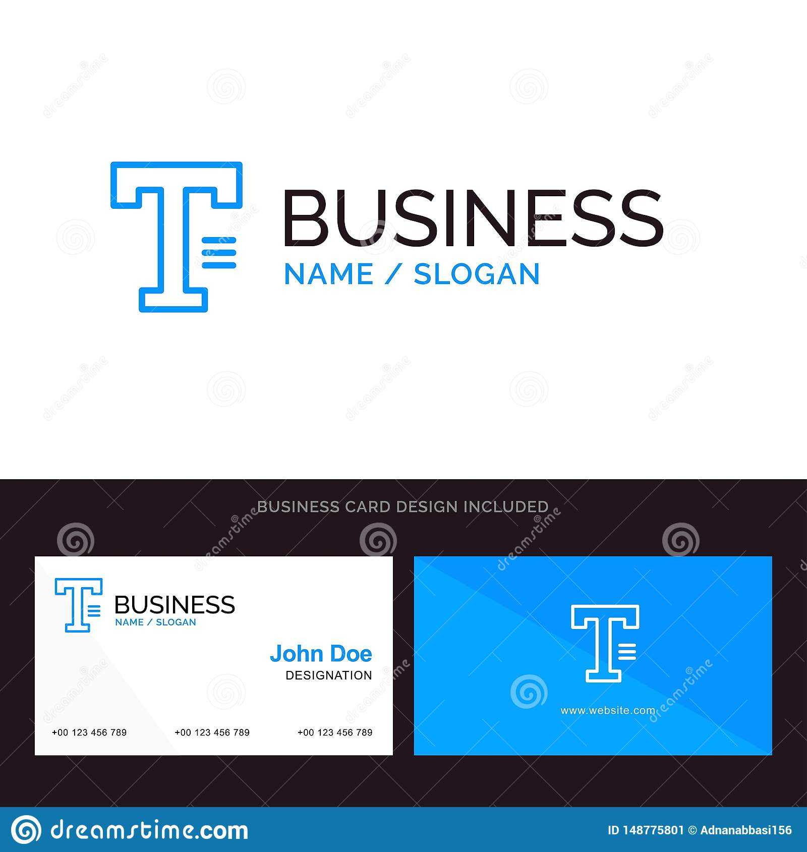 Type, Text, Write, Word Blue Business Logo And Business Card Pertaining To Front And Back Business Card Template Word