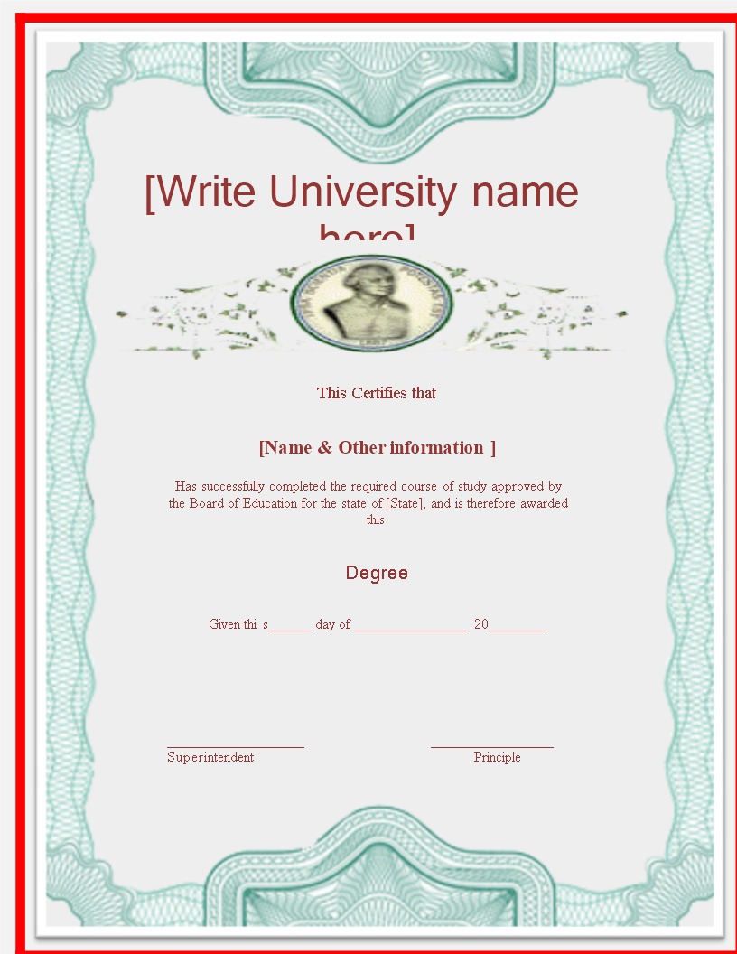 University Degree Certificate Template | Templates At For University Graduation Certificate Template