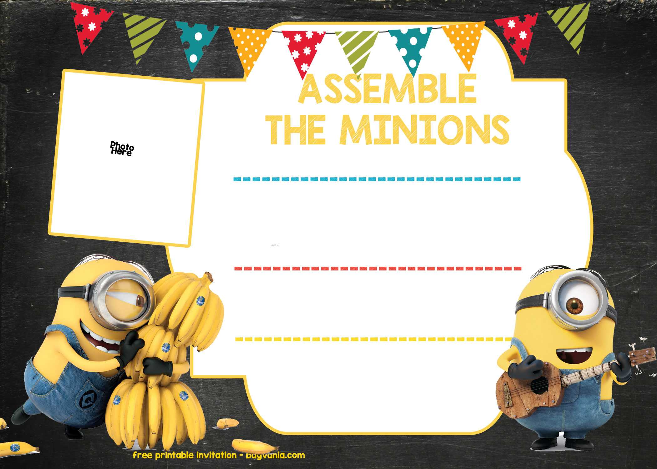 Updated! Bunch Of Minion Birthday Party Invitations Ideas Throughout Minion Card Template