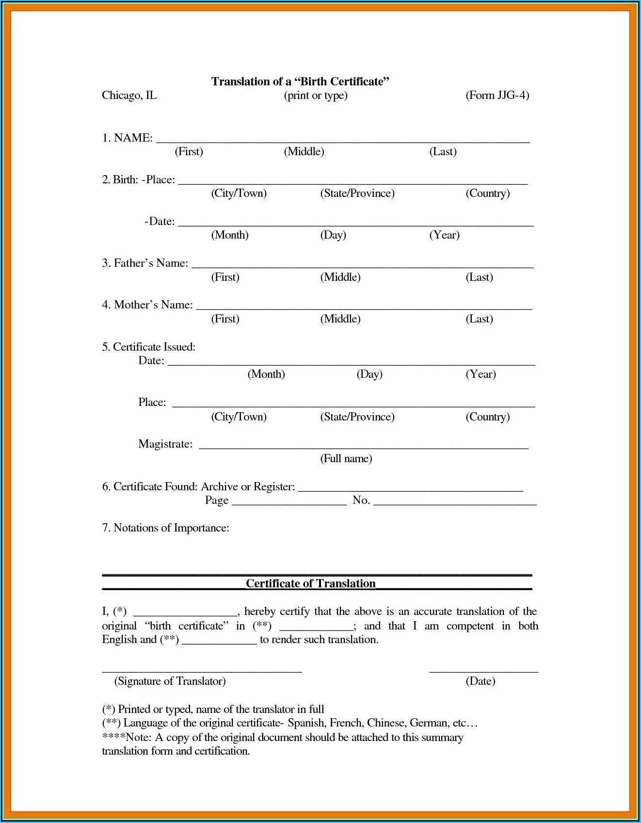 Uscis Birth Certificate Translation Template #10036 Within A Pertaining To Birth Certificate Translation Template Uscis