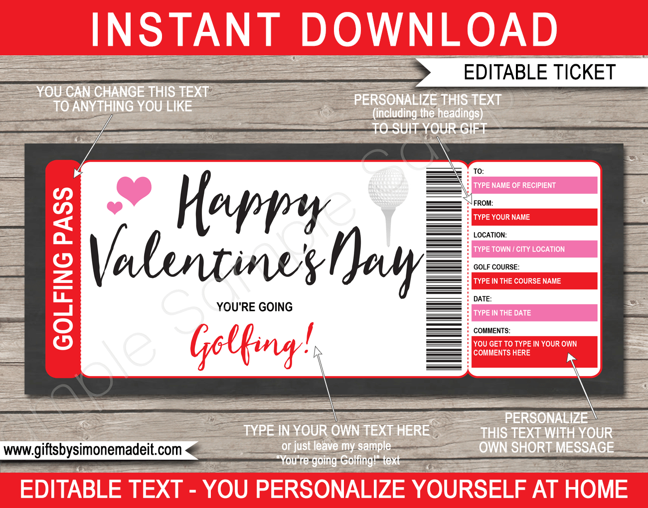Valentine's Day Golfing Gift Voucher For Golf Certificate Template Free