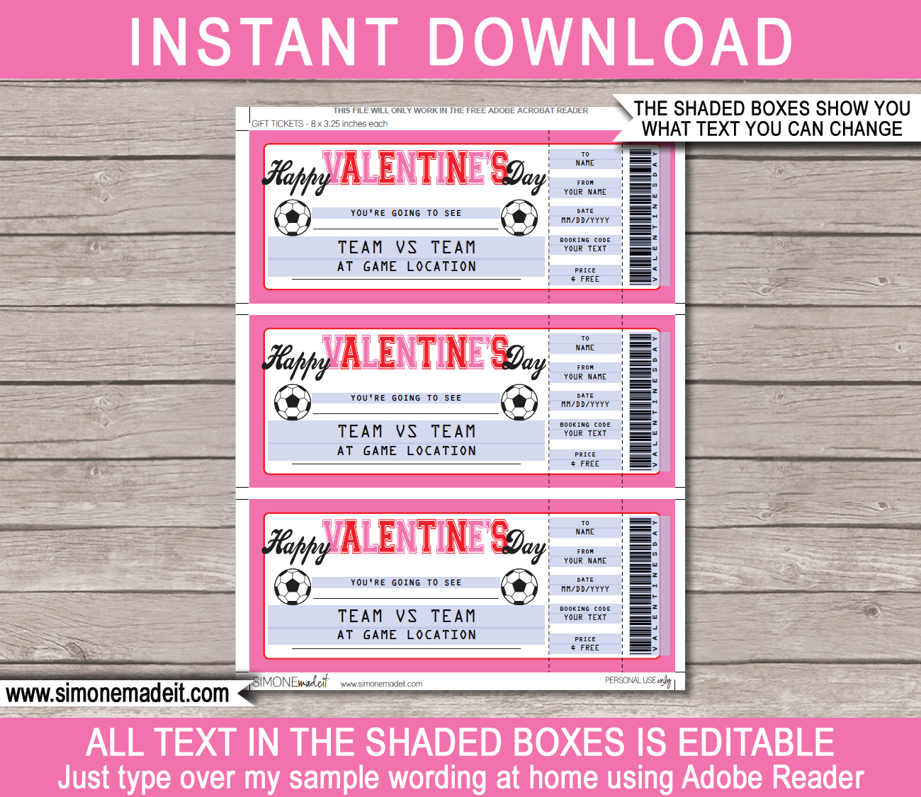 Valentine's Day Soccer Gift Tickets Within Pink Gift Certificate Template