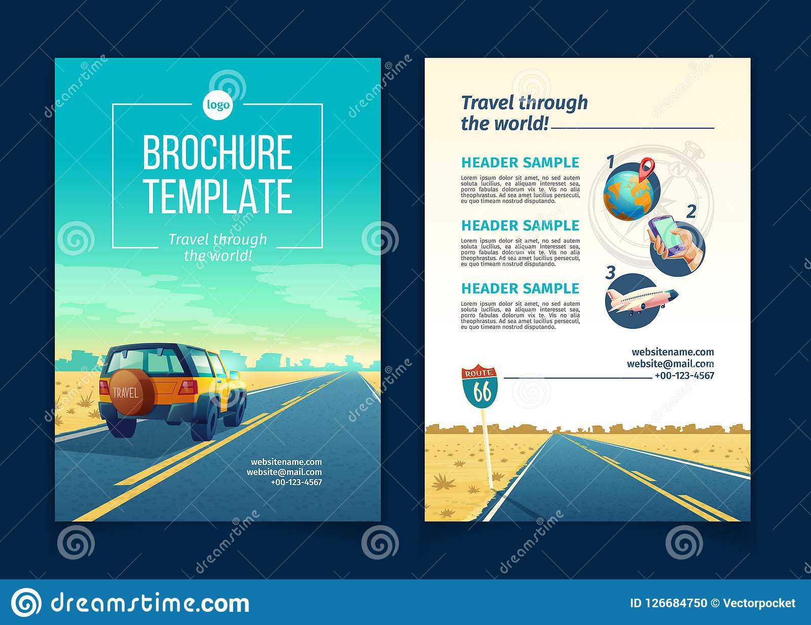 Vector Brochure Template With Tourist Concept, Traveling Throughout Travel And Tourism Brochure Templates Free
