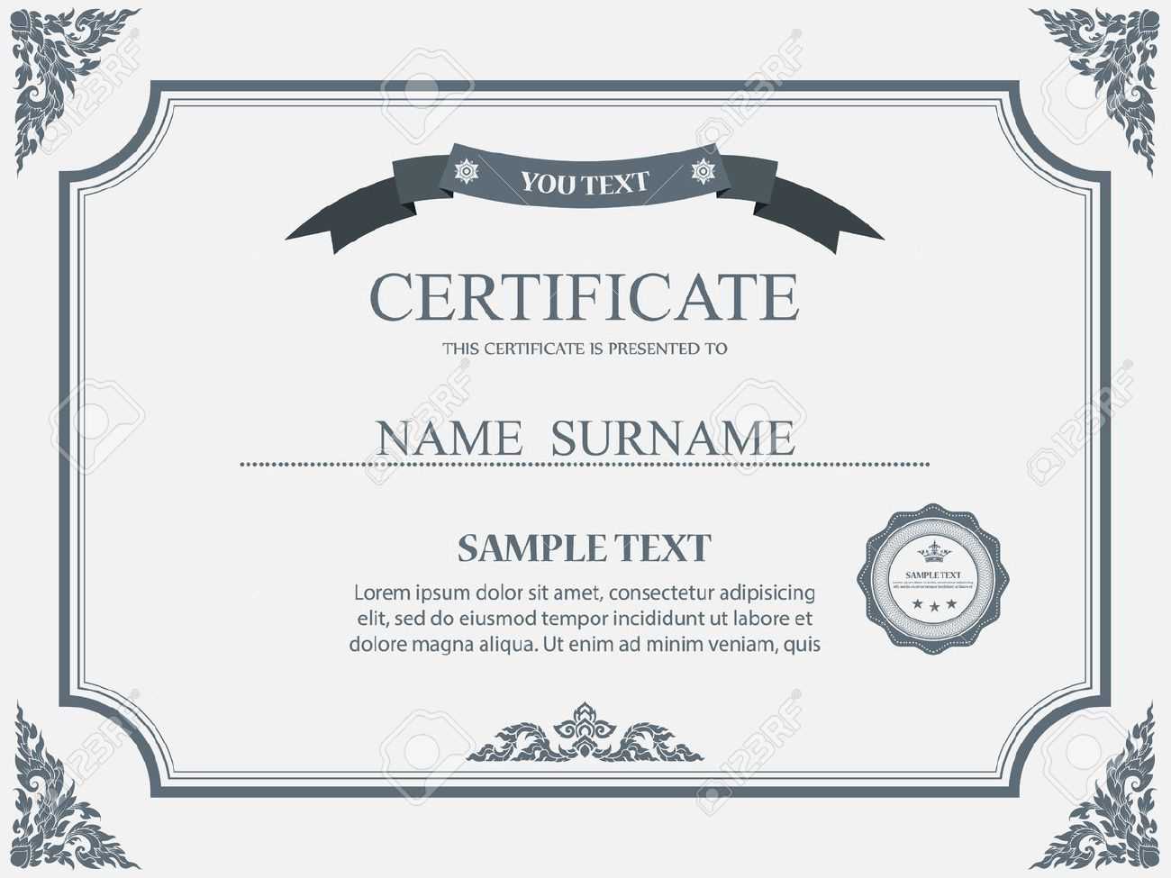 Vector Certificate Template. With Commemorative Certificate Template
