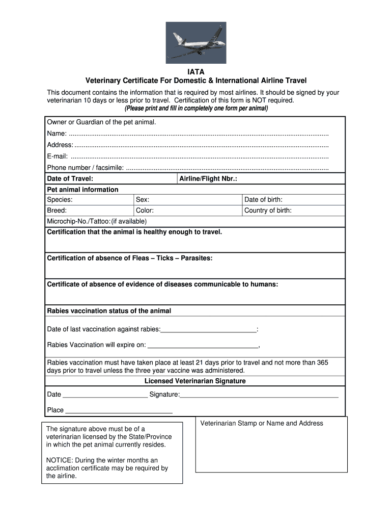 Veterinary Certificate – Fill Online, Printable, Fillable For Dog Vaccination Certificate Template