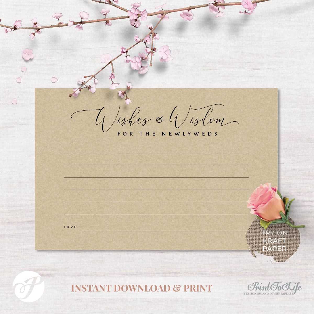 Wedding Advice Card, Wishes & Wisdom For The Newlyweds, #lettering  Collection Regarding Marriage Advice Cards Templates