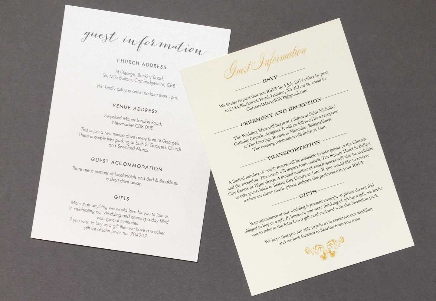 Wedding Guest Information Cards – What To Include | Foil With Regard To Wedding Hotel Information Card Template