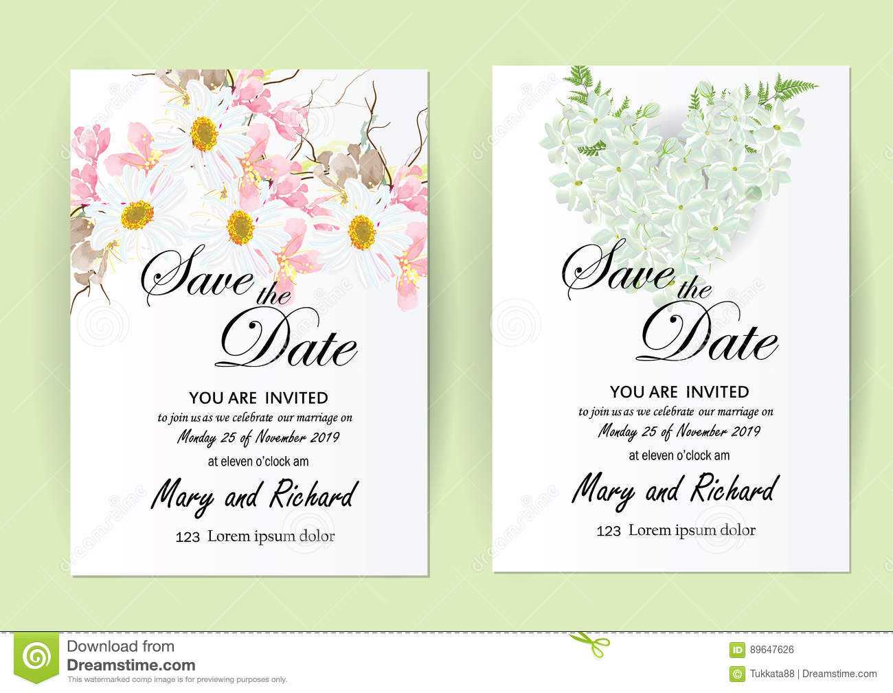 Wedding Invitation Card Flowers,jasmine Stock Illustration In Wedding Card Size Template