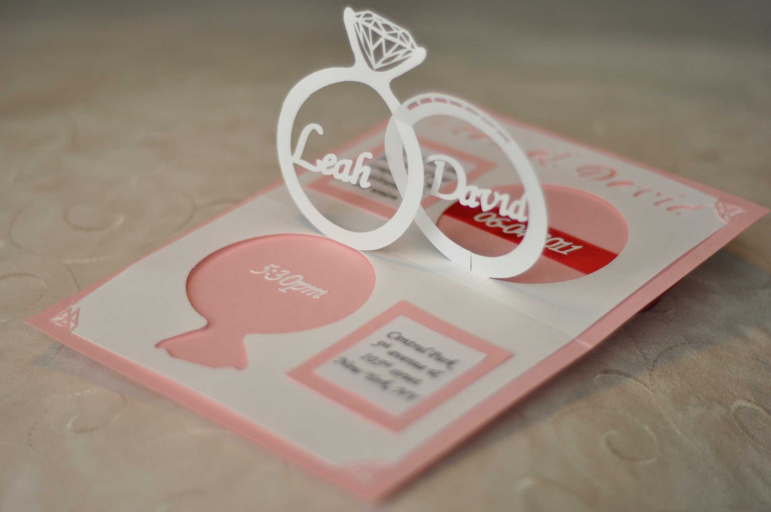 Wedding Invitation Linked Rings Pop Up Card Template Pertaining To Pop Up Wedding Card Template Free