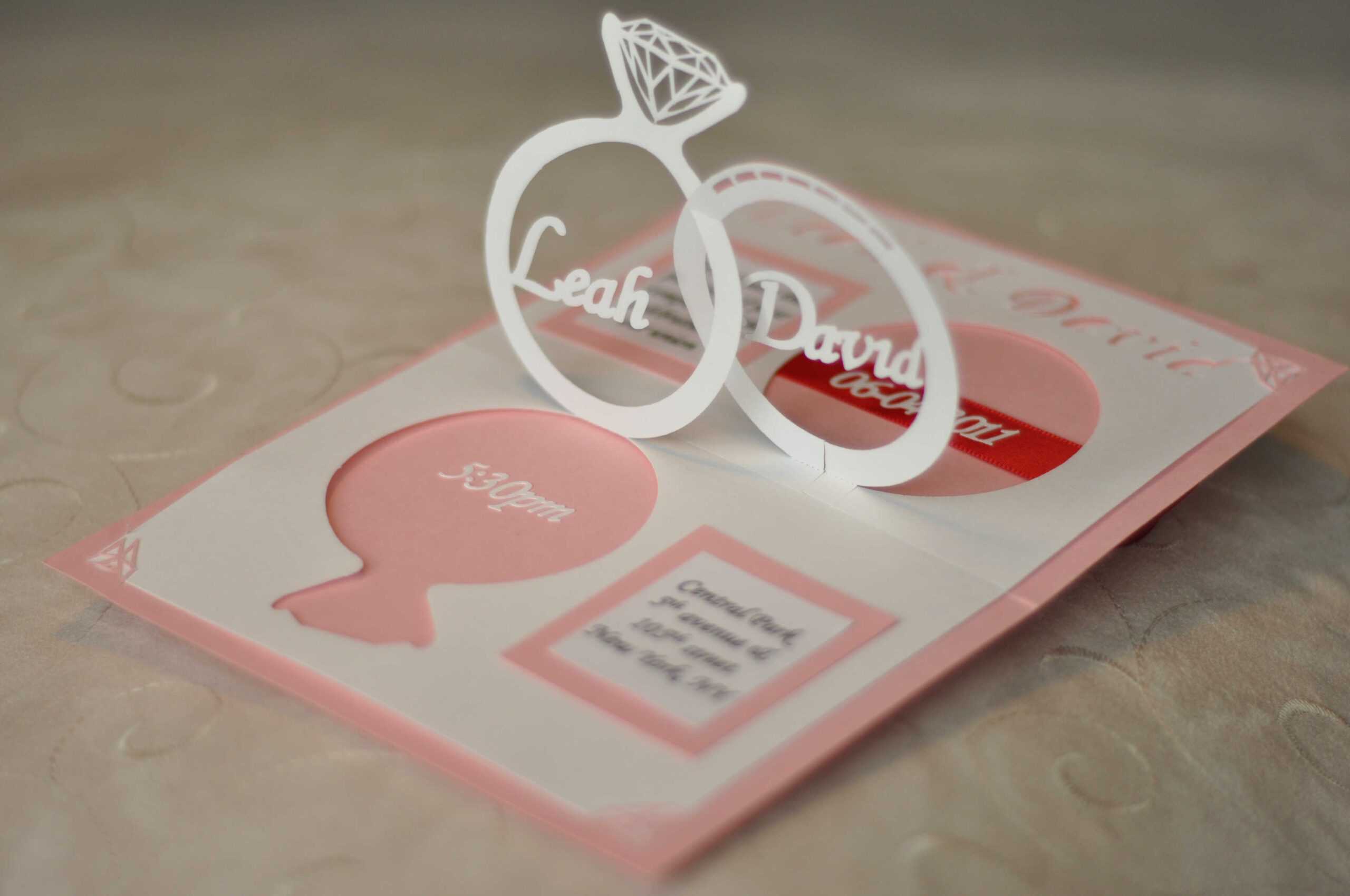 Wedding Invitation Linked Rings Pop Up Card Template pertaining to Pop Up Wedding Card Template Free