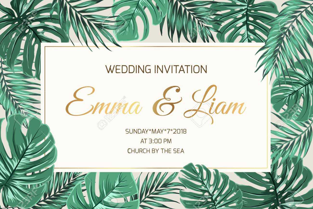 Wedding Marriage Event Invitation Card Template. Exotic Tropical.. Within Event Invitation Card Template