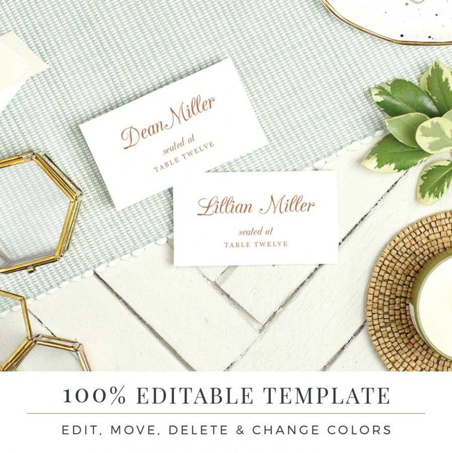 Wedding Place Card Template, Printable Escort Cards, Pretty In Printable Escort Cards Template