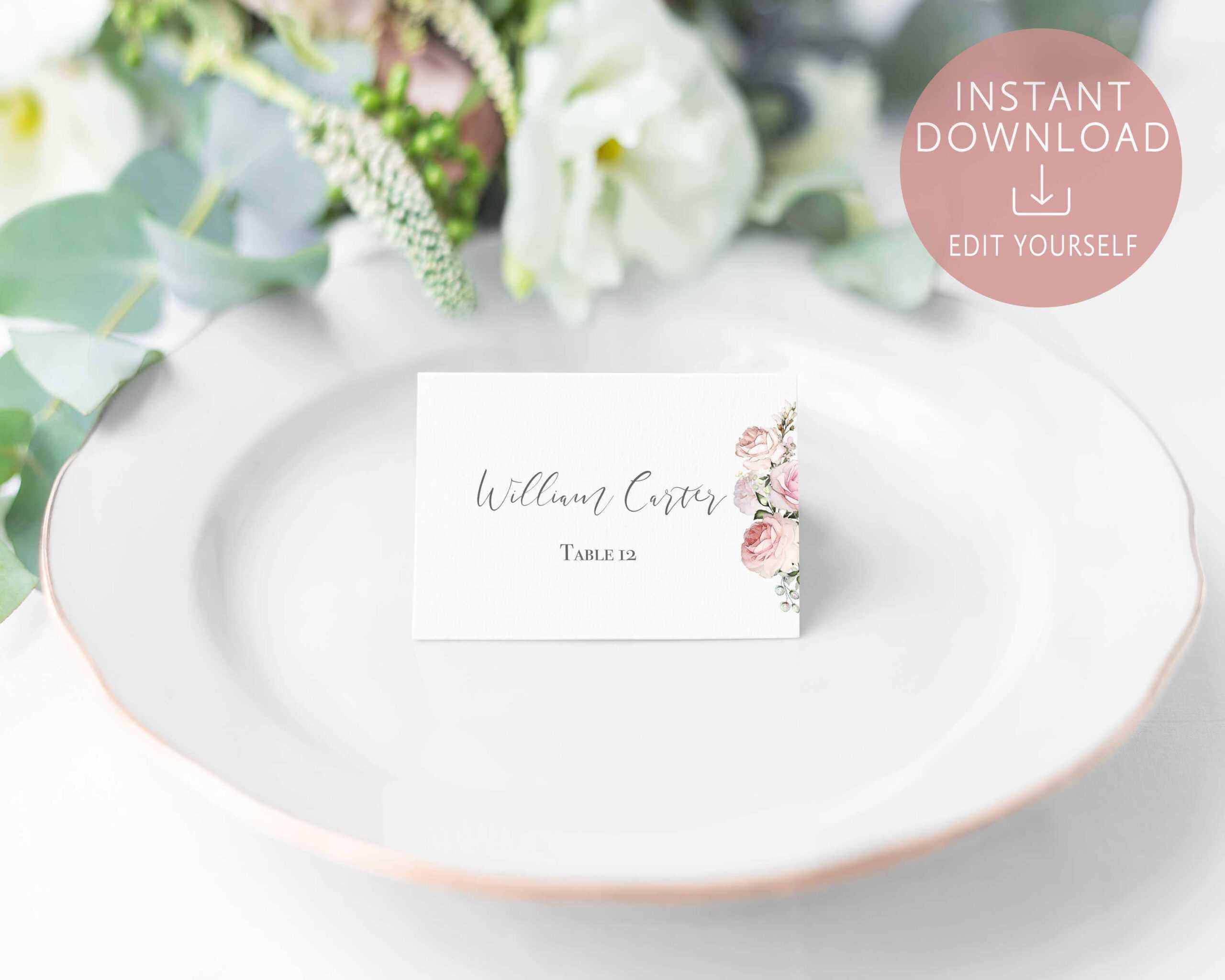 Wedding Place Cards Printable Editable Name Card Template For Table Name Card Template