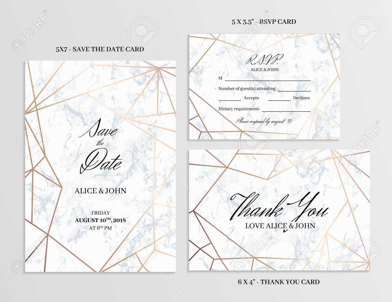 Wedding Set. Save The Date, Thank You And R.s.v.p. Cards Template.. Pertaining To Template For Rsvp Cards For Wedding