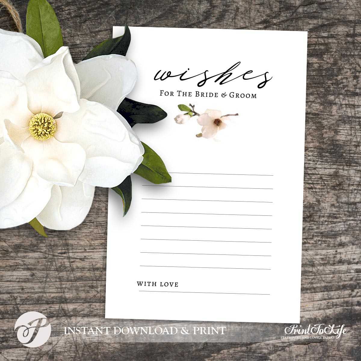 Wedding Wishes Card, Wishes For The Bride And Groom, #magnolia Collection Within Marriage Advice Cards Templates