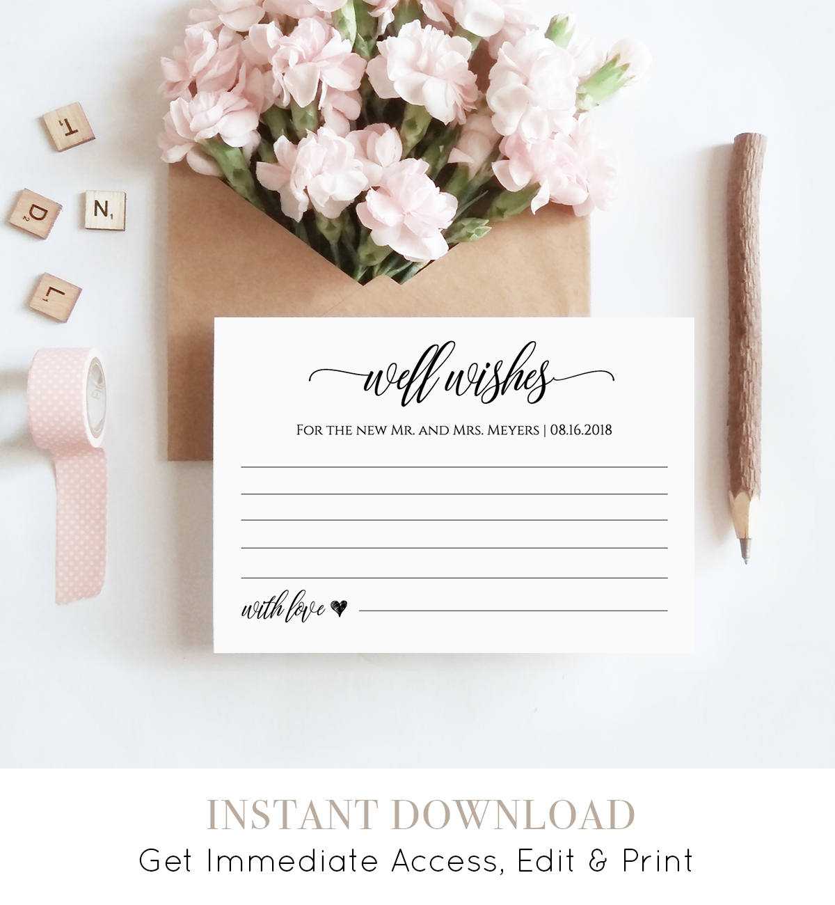 Well Wishes Printable, Wedding Advice Card Template For Within Marriage Advice Cards Templates