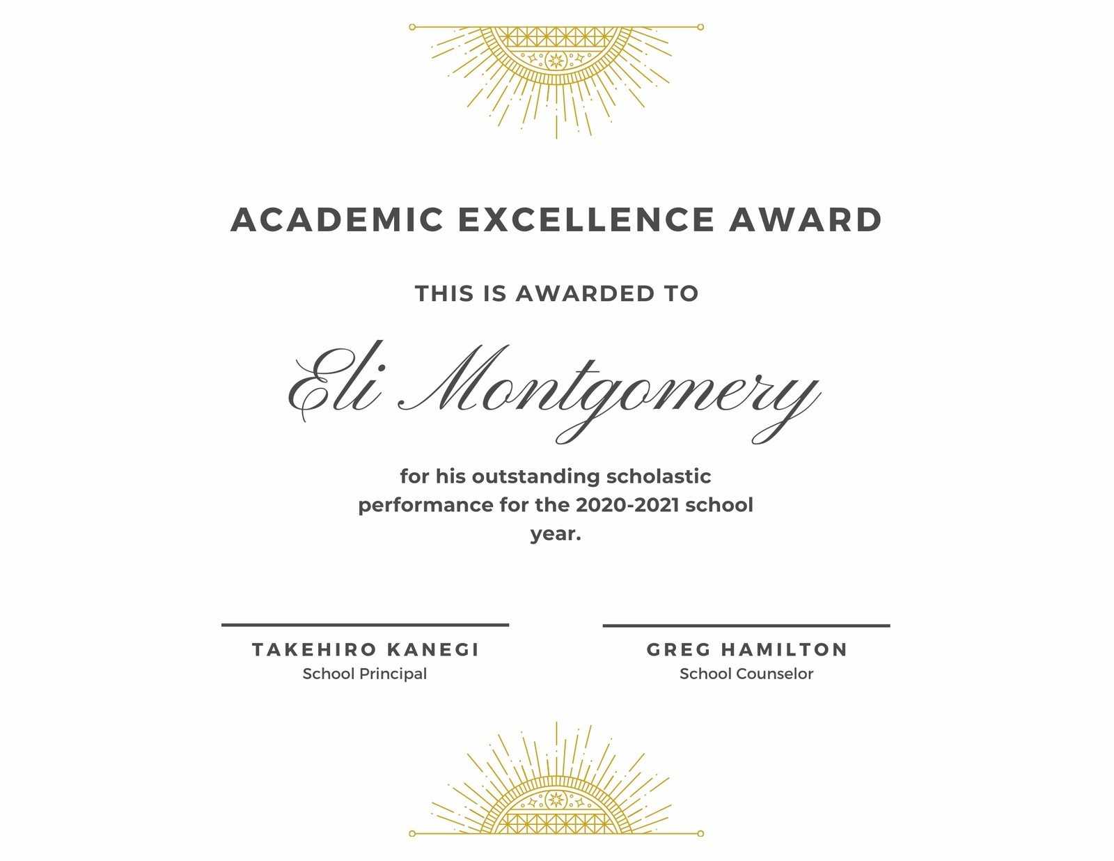 White & Gold Elegant Academic Award Certificate - Templates Pertaining To Academic Award Certificate Template