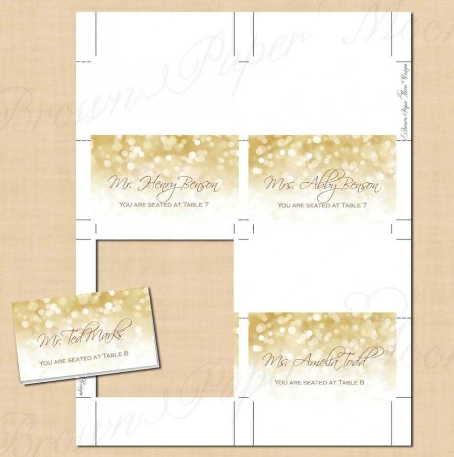 White Gold Sparkles Place Card Tent (Fold To 3.5X2): Text Regarding Free Place Card Templates Download