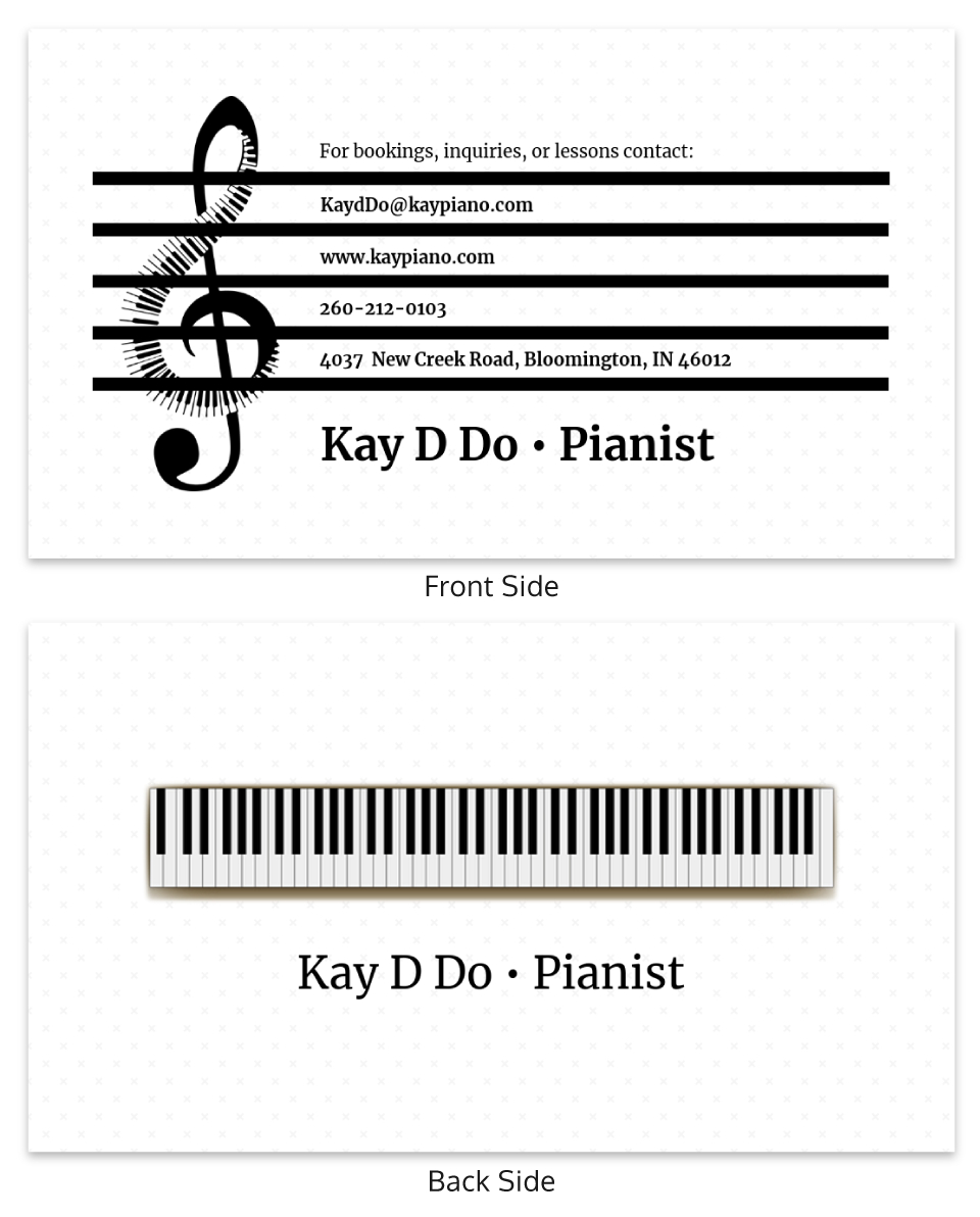 White Pianist Music Business Card Template For Dog Grooming Record Card Template