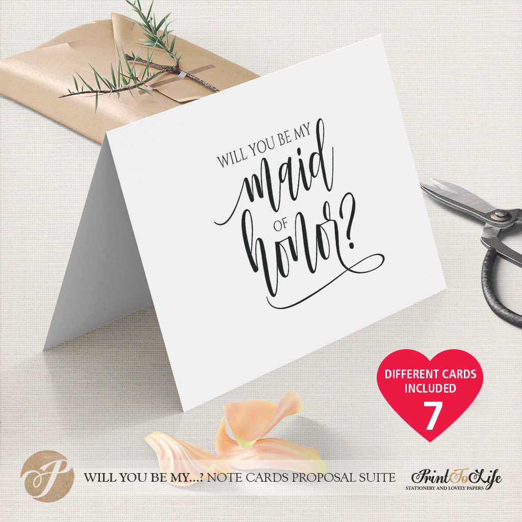 Will You Be My Bridesmaid Card, Printable Set Of 7 Cards Templates Intended For Will You Be My Bridesmaid Card Template