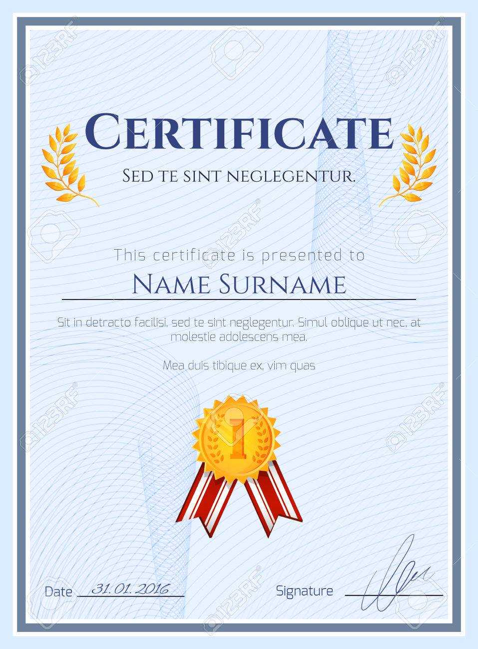 Winner Certificate Diploma Template With Seal Award Decoration.. Intended For Winner Certificate Template