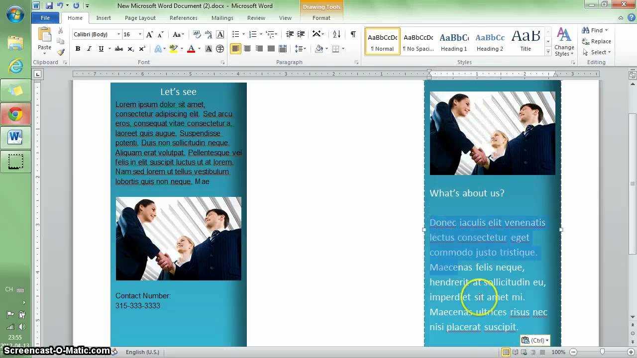 Word 2010 Tutorial: Make A Brochure In 10 Min Regarding Ms Word Brochure Template