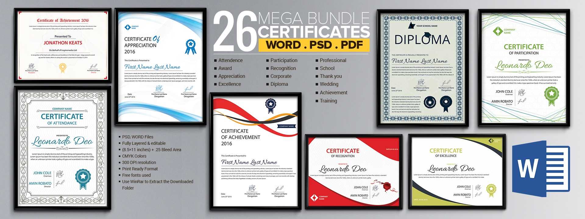 Word Certificate Template - 53+ Free Download Samples With Regard To Free Certificate Templates For Word 2007