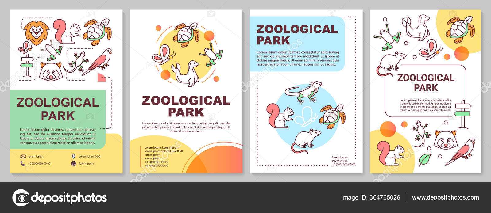 Zoological Park Brochure Template Layout. Zoo Animals. Flyer Inside Zoo Brochure Template